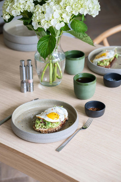 Handmade stoneware dinner plate with high sides in concrete gray on Tampa Home & Garden Store
