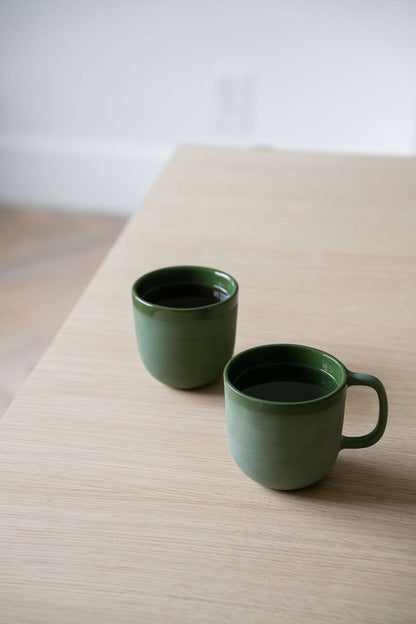 Green and Handmade Porcelain Polished Mug