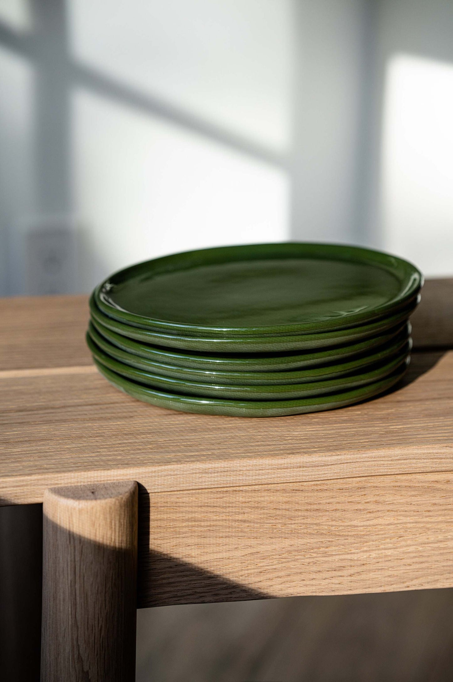 Handmade Green Porcelain Dinner Plate For Home