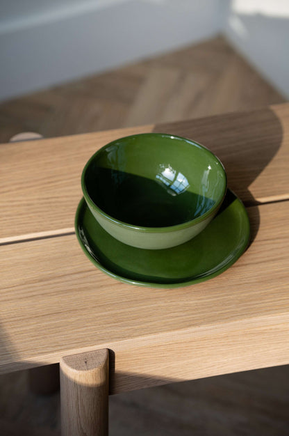 Handmade Green Porcelain Dinner Plate For Home