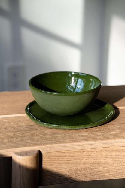 Handmade Green Porcelain Bowl for Dining