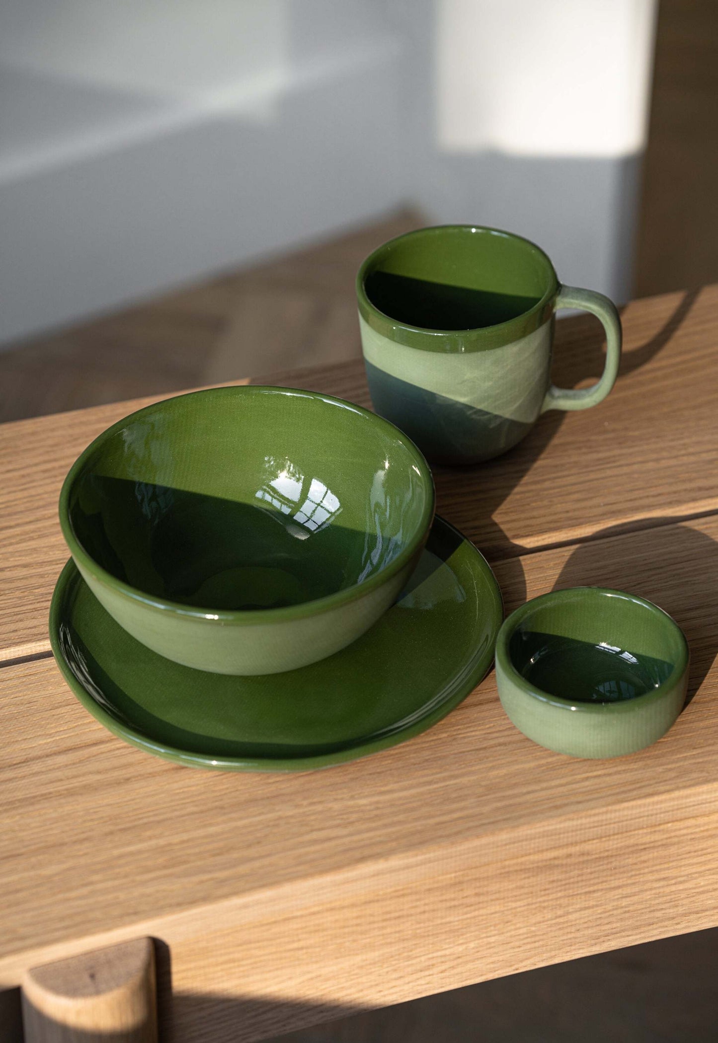 Handmade Green Porcelain Bowl for Dining