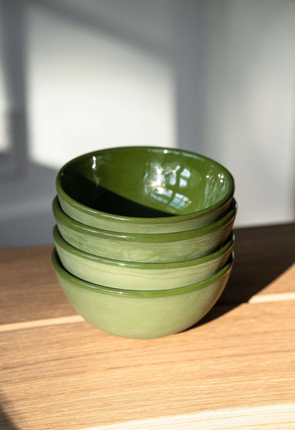 Handmade Green Porcelain Bowl for Dining