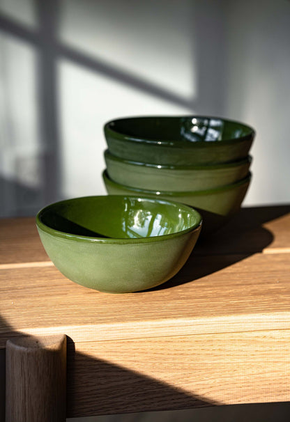 Handmade Green Porcelain Bowl for Dining