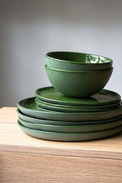 Handmade Green Porcelain Dinner Plate For Home