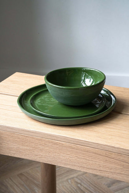 Handmade Green Porcelain Dinner Plate For Home