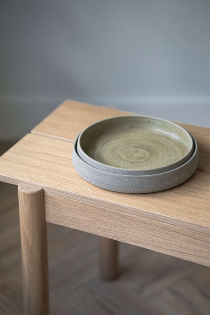 Stoneware salad plates with high sides Concrete 2-piece set by Creating Comfort on Tampa Home & Garden Store