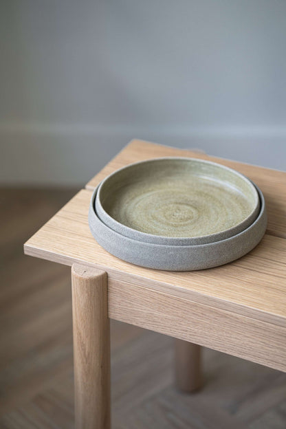 Stoneware salad plates with high sides Concrete, set of two, speckled glaze by Creating Comfort on Tampa Home & Garden Store