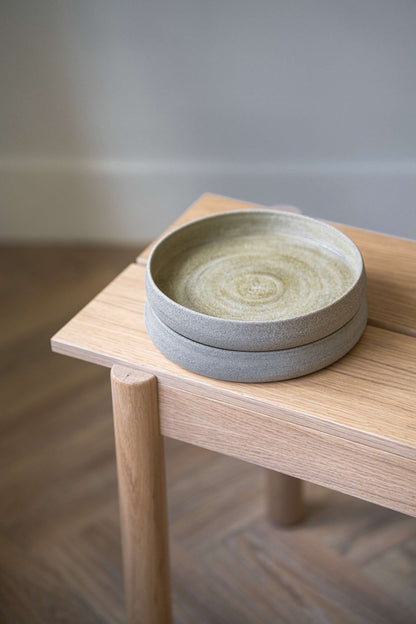 Stoneware salad plates with high sides in concrete gray, set of 2 by CREATING COMFORT on Tampa Home & Garden Store