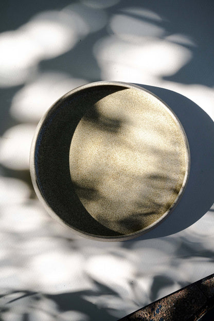 Stoneware salad plate with high sides Concrete glaze by Creating Comfort, beige interior on Tampa Home & Garden Store