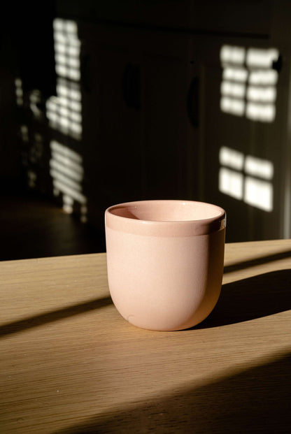 Handmade Porcelain Coffee Cup In Powder Pink