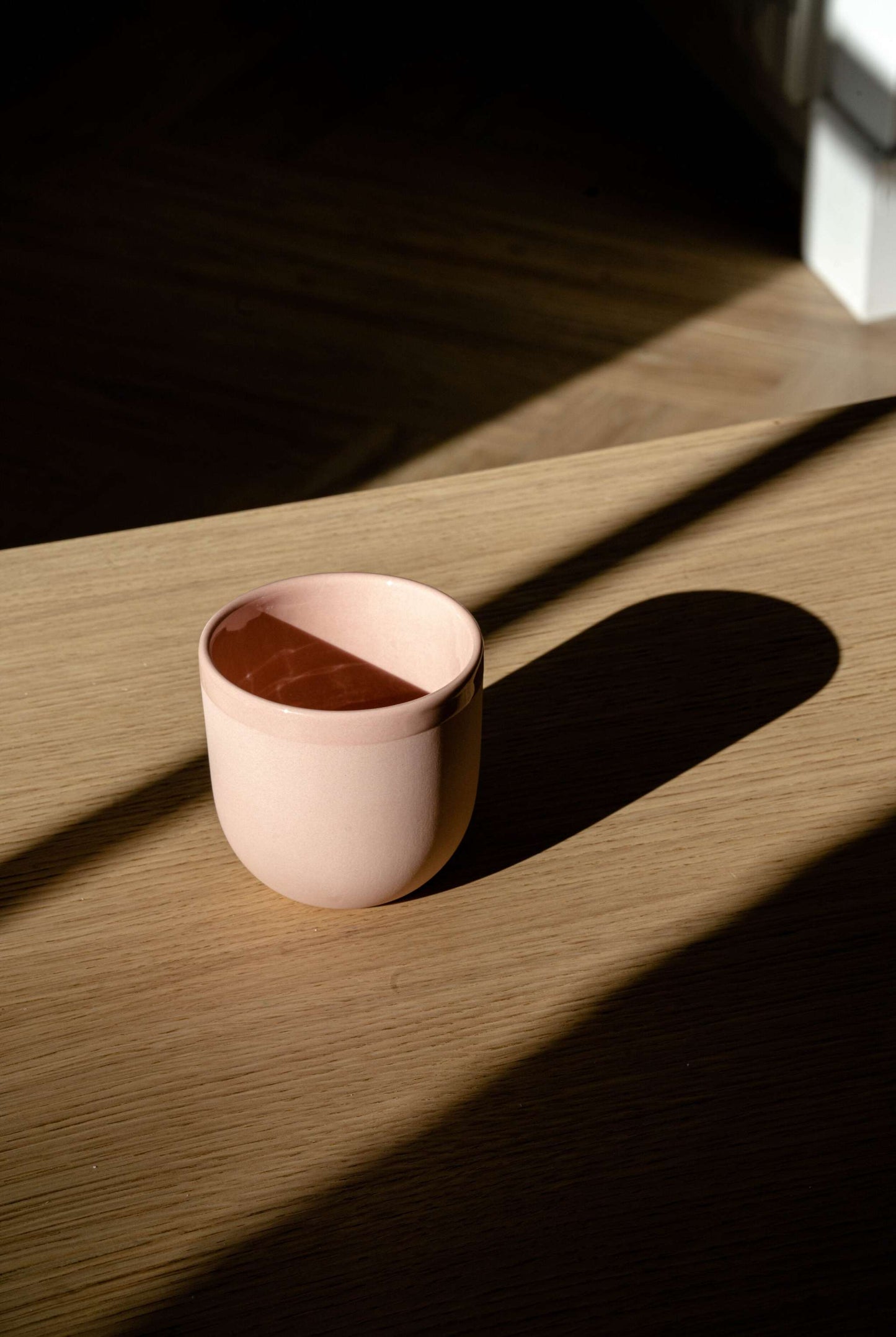 Handmade Porcelain Coffee Cup In Powder Pink
