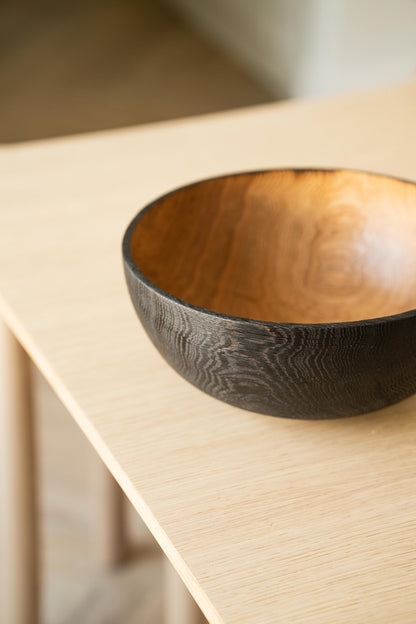 Hand Carved Large Half Charred Wooden Bowl black exterior, wood interior by Creating Comfort on Tampa Home & Garden Store