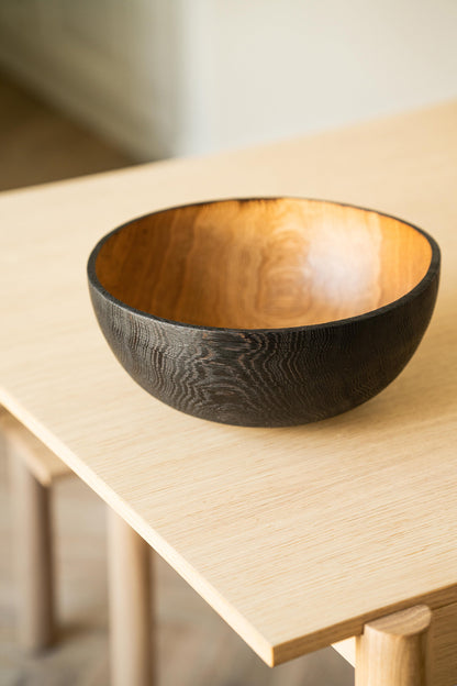 Hand Carved Large Half Charred Bowl, black exterior, warm interior by Creating Comfort on Tampa Home & Garden Store