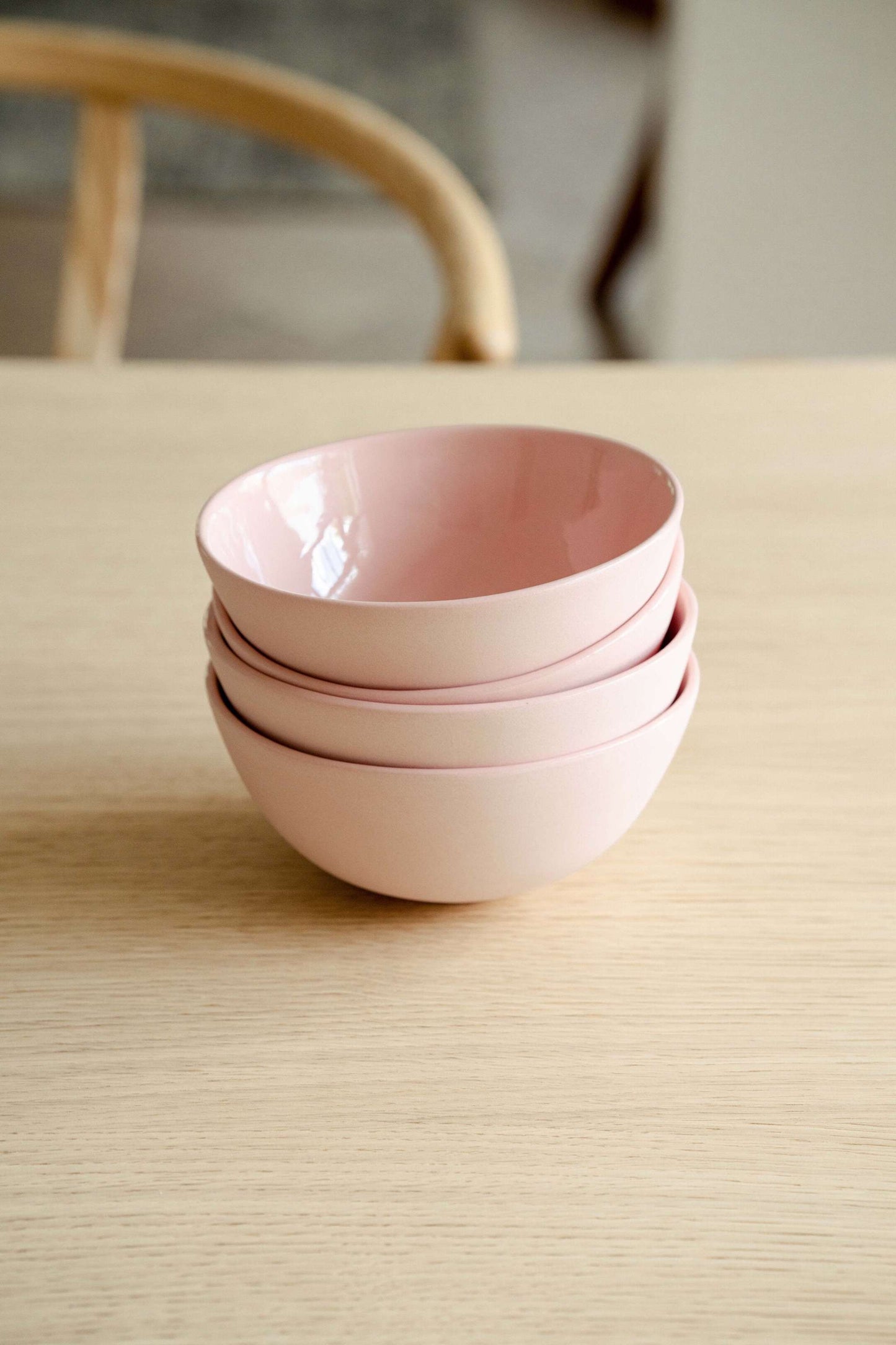 Handmade Porcelain and Powder Pink Dining Bowls