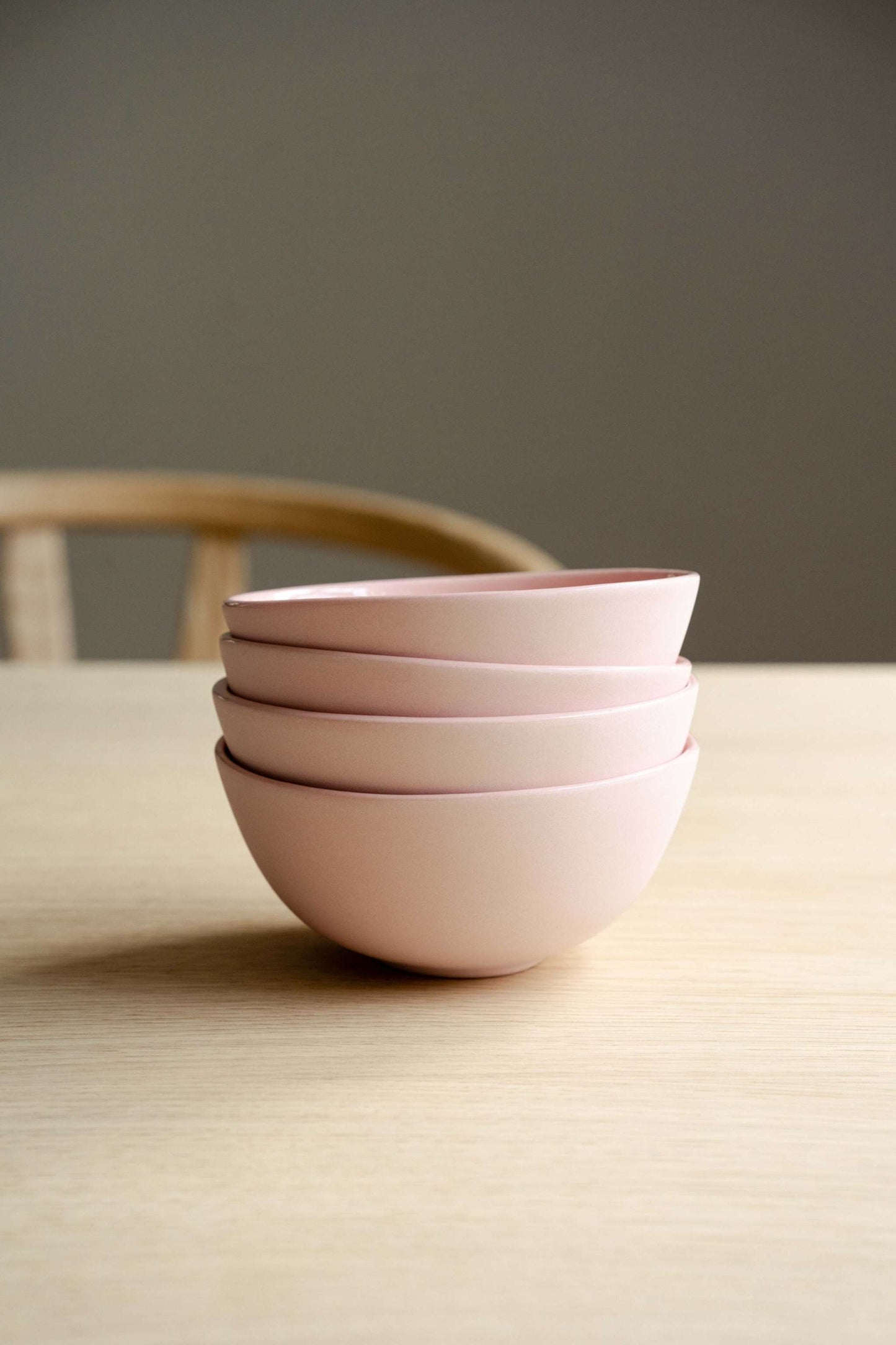 Handmade Porcelain and Powder Pink Dining Bowls
