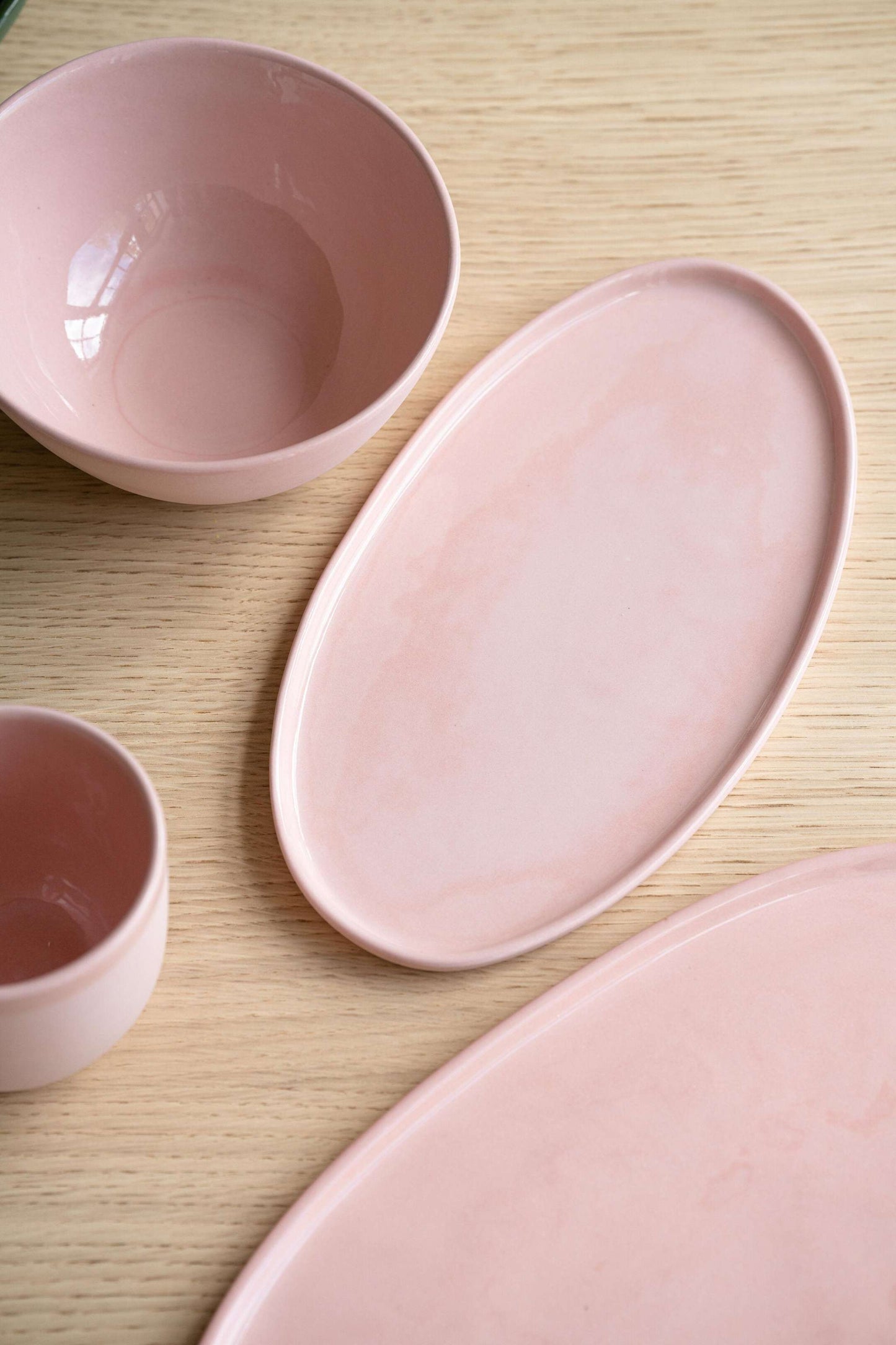 Handmade Porcelain and Powder Pink Dining Bowls