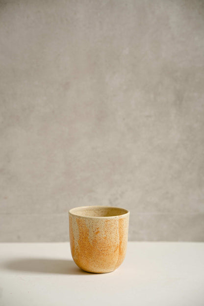 Handcrafted Beige Stoneware Coffee and Tea Cup