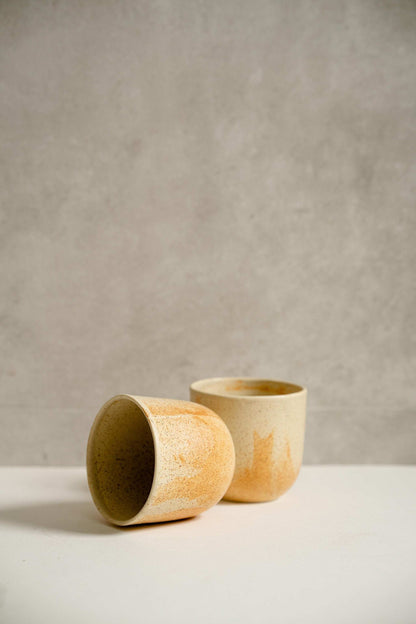 Handcrafted Beige Stoneware Coffee and Tea Cup