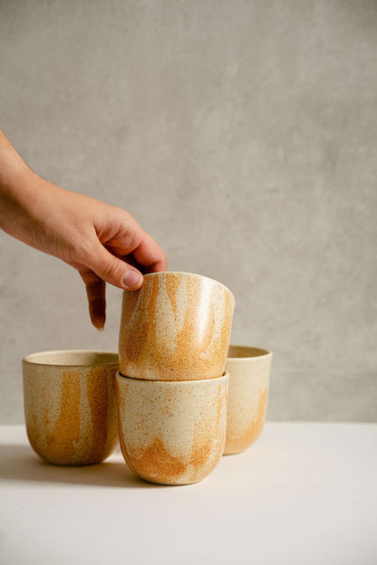 Handcrafted Beige Stoneware Coffee and Tea Cup
