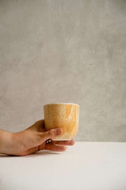 Handcrafted Beige Stoneware Coffee and Tea Cup