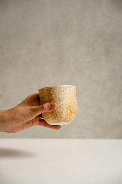 Handcrafted Beige Stoneware Coffee and Tea Cup