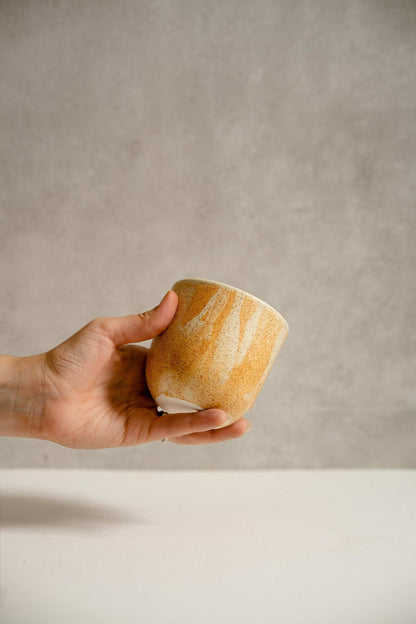 Handcrafted Beige Stoneware Coffee and Tea Cup