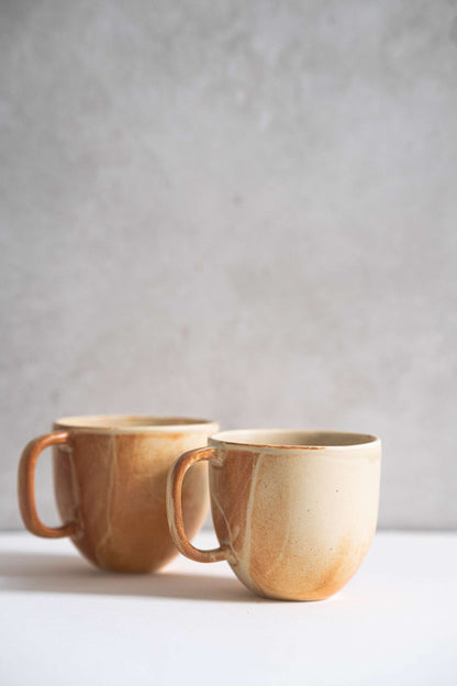Stoneware beige coffee mugs by Creating Comfort; warm glaze, 2 mugs on Tampa Home & Garden Store