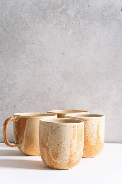 Handcrafted Beige Stoneware Coffee and Tea Cup