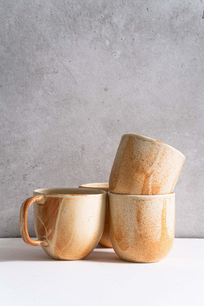 Handcrafted Beige Stoneware Coffee and Tea Cup