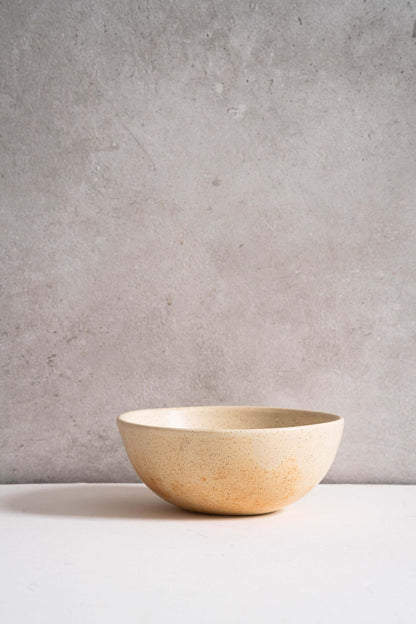 Beige Matte Stoneware Bowl and Rust Glaze