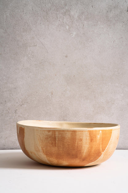 Beige Matte Stoneware Salad And Serving Bowl