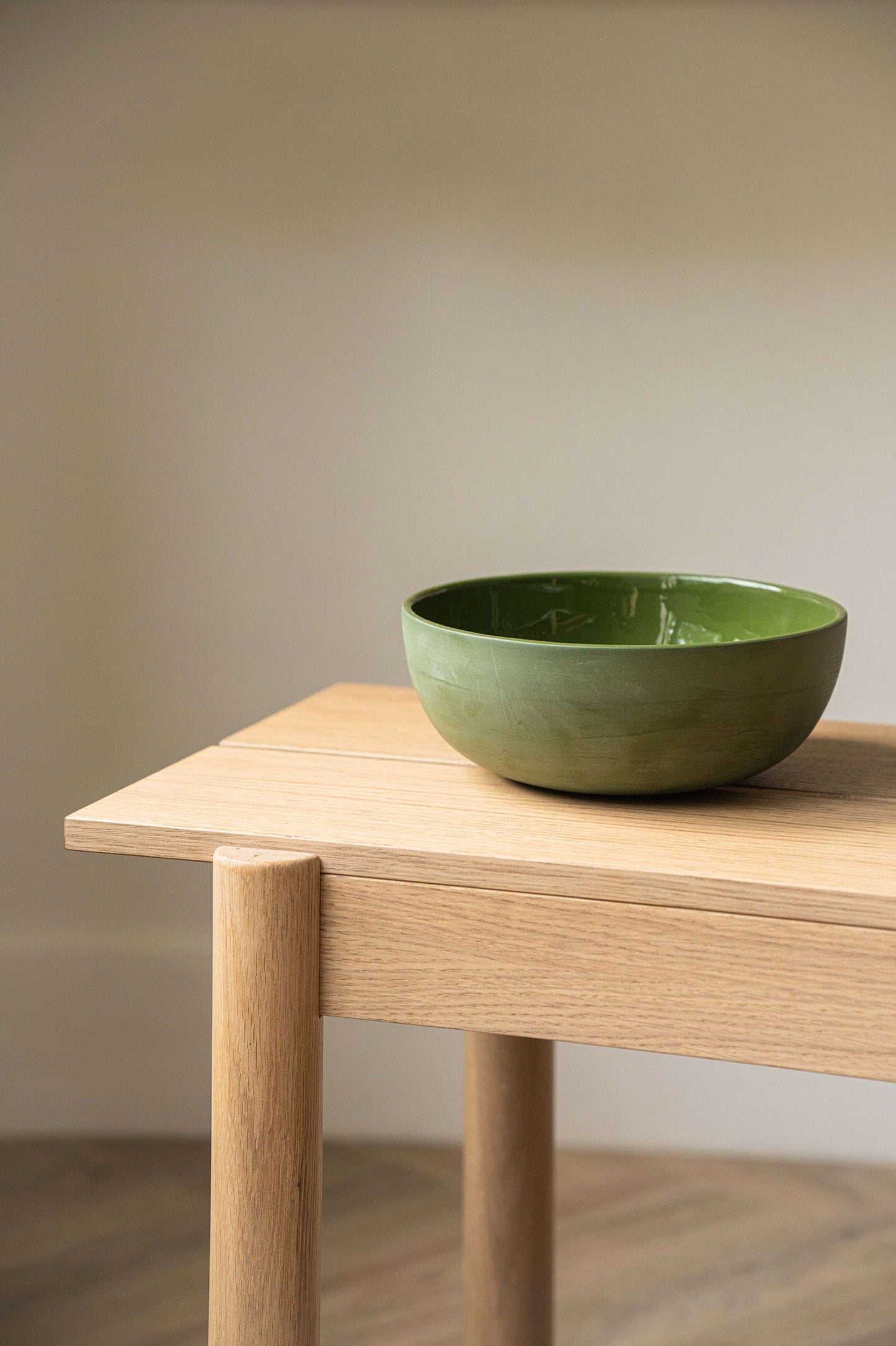 Handmade Green Porcelain Salad Bowl and Serving