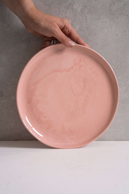 Handmade Porcelain Dinner Plates and Pink Set