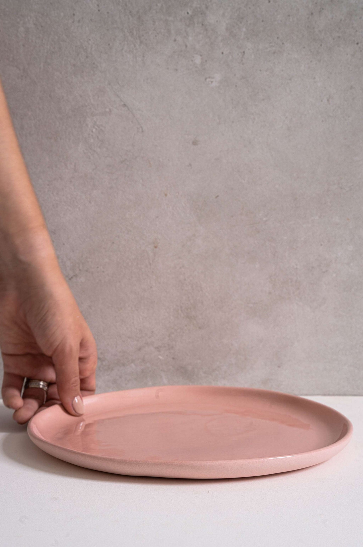 Handmade Porcelain Dinner Plates and Pink Set