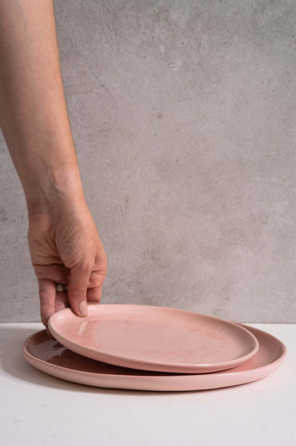 Handmade Porcelain Dinner Plates and Pink Set