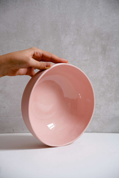 Handmade Porcelain Serving Bowl in Powder Pink