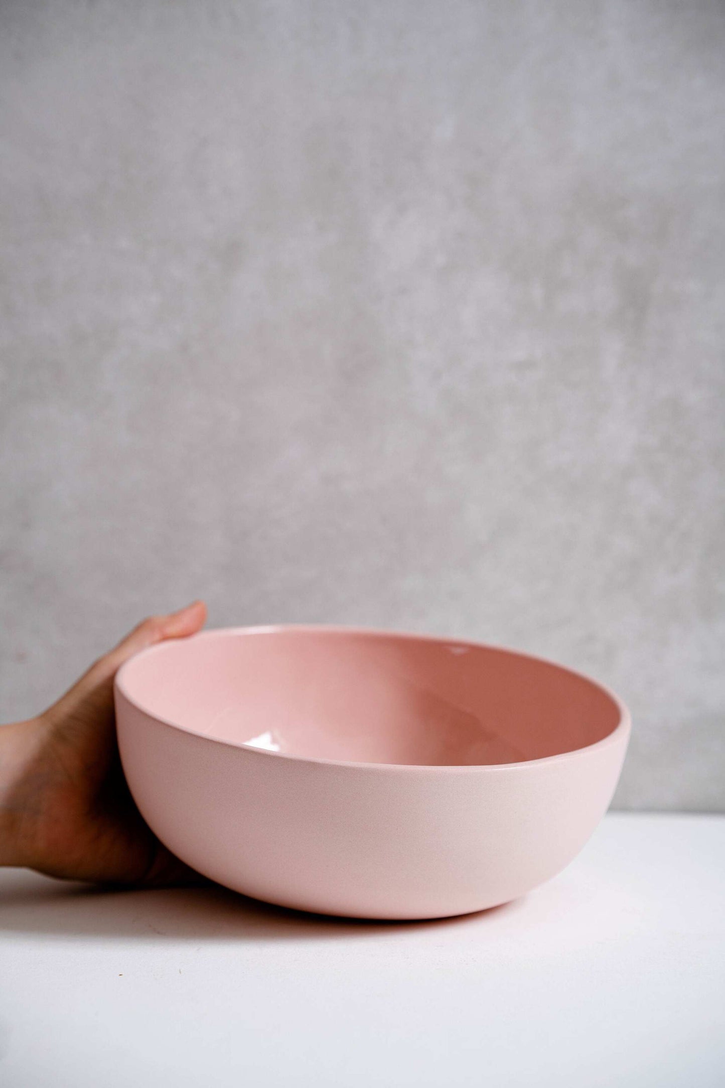 Handmade Porcelain Serving Bowl in Powder Pink