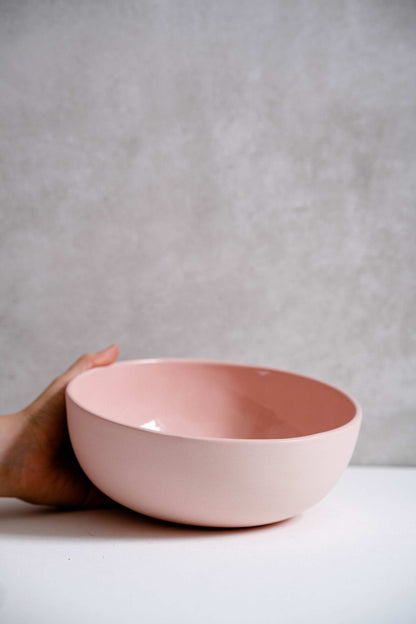 Handmade Porcelain Serving Bowl in Powder Pink