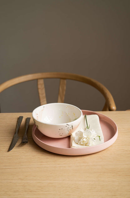 Handmade High Sided Porcelain Plate In Dusty Pink