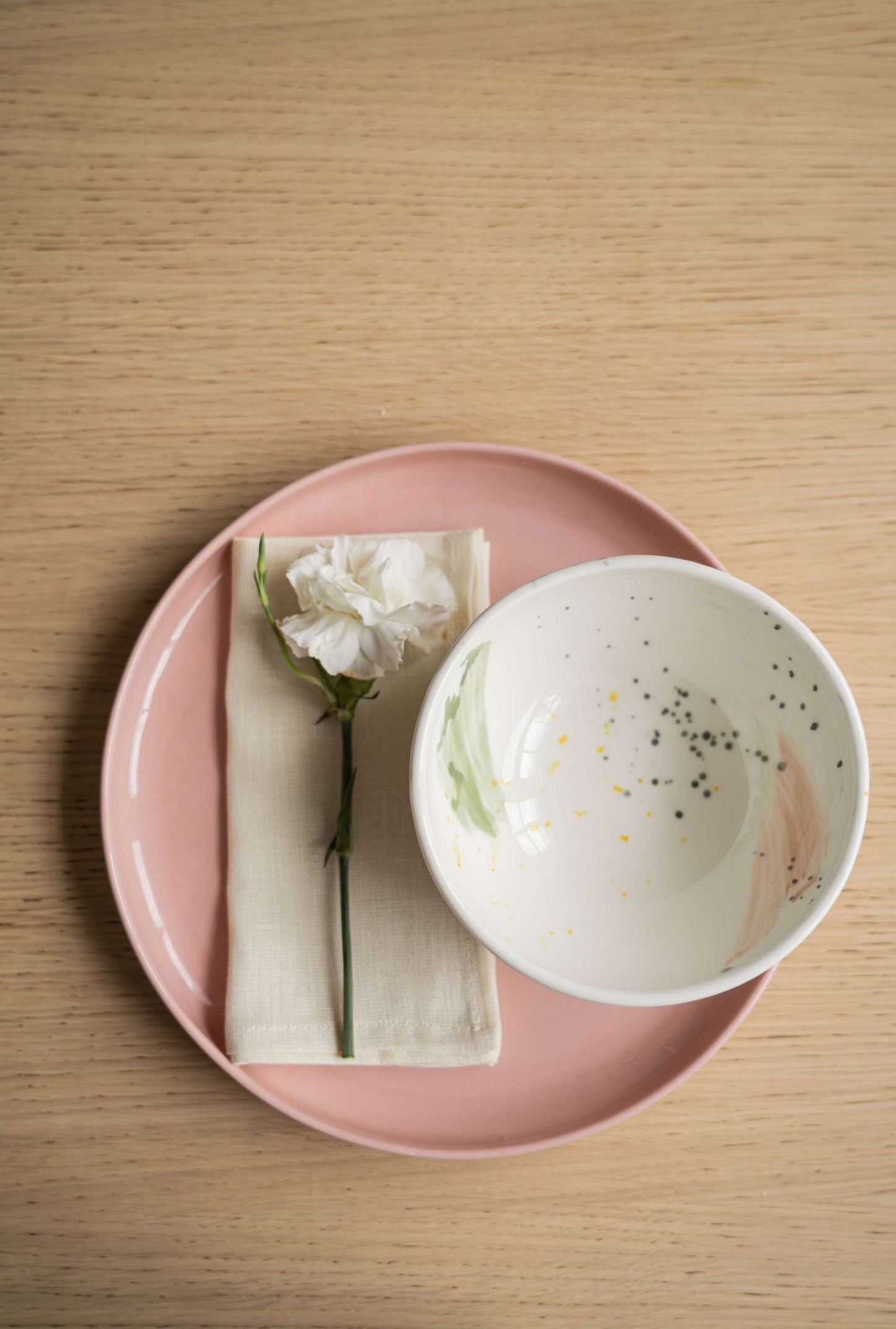 Handmade High Sided Porcelain Plate In Dusty Pink