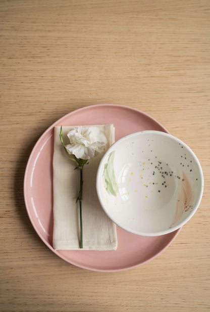 Handmade High Sided Porcelain Plate In Dusty Pink