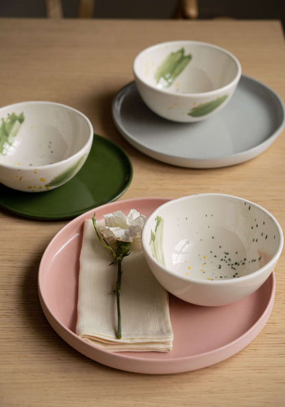 Handmade High Sided Porcelain Plate In Dusty Pink