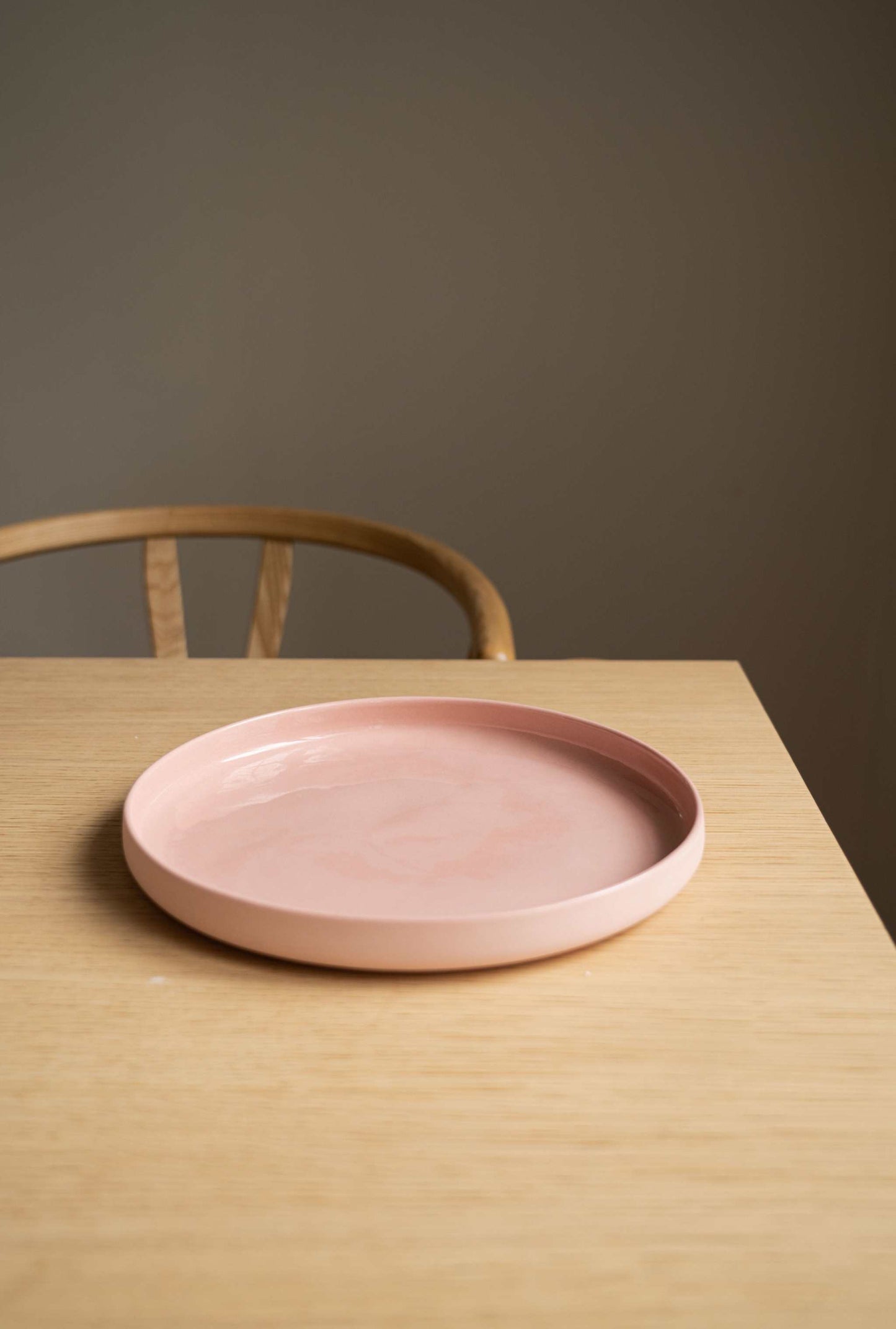 Handmade High Sided Porcelain Plate In Dusty Pink