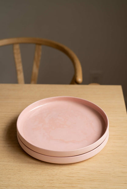 Handmade High Sided Porcelain Plate In Dusty Pink