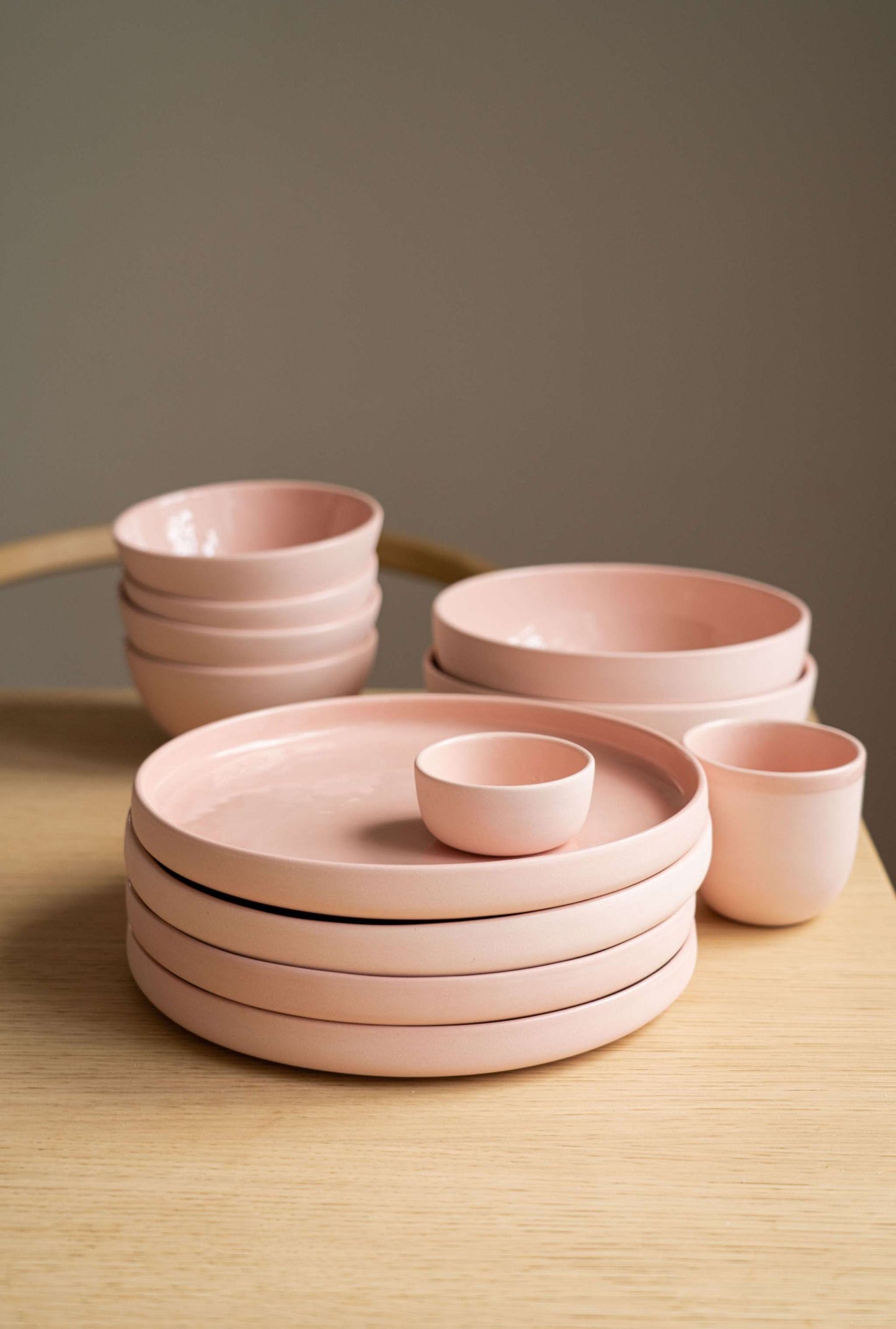 Handmade Porcelain and Powder Pink Dining Bowls