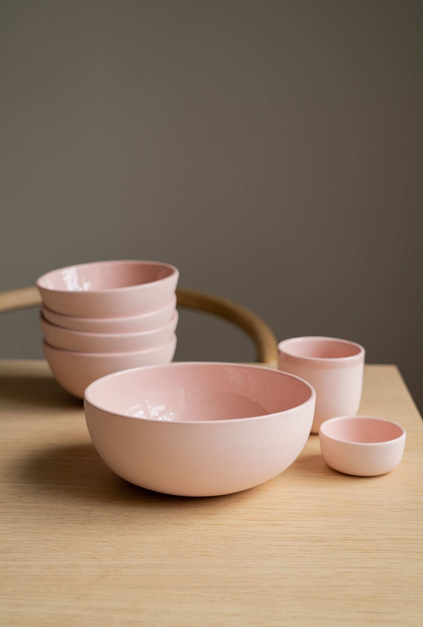Handmade Porcelain Serving Bowl in Powder Pink