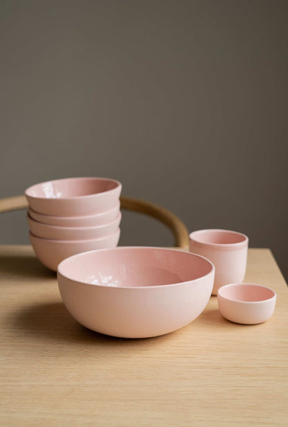 Handmade Porcelain Serving Bowl in Powder Pink