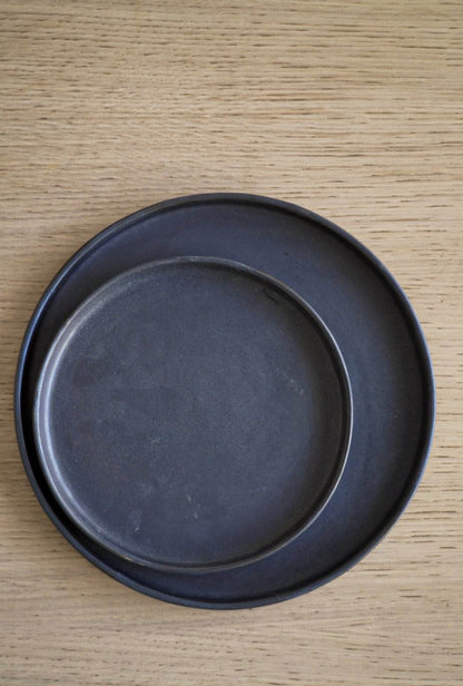 Handmade Black Matte Stoneware Dinner Plate
