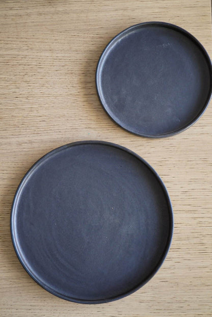 Handmade Black Matte Stoneware Dinner Plate